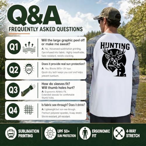 Riverruns Men's Camo Raglan Sleeve Graphic Shirt, UPF50+ Outdoor Top - image 8