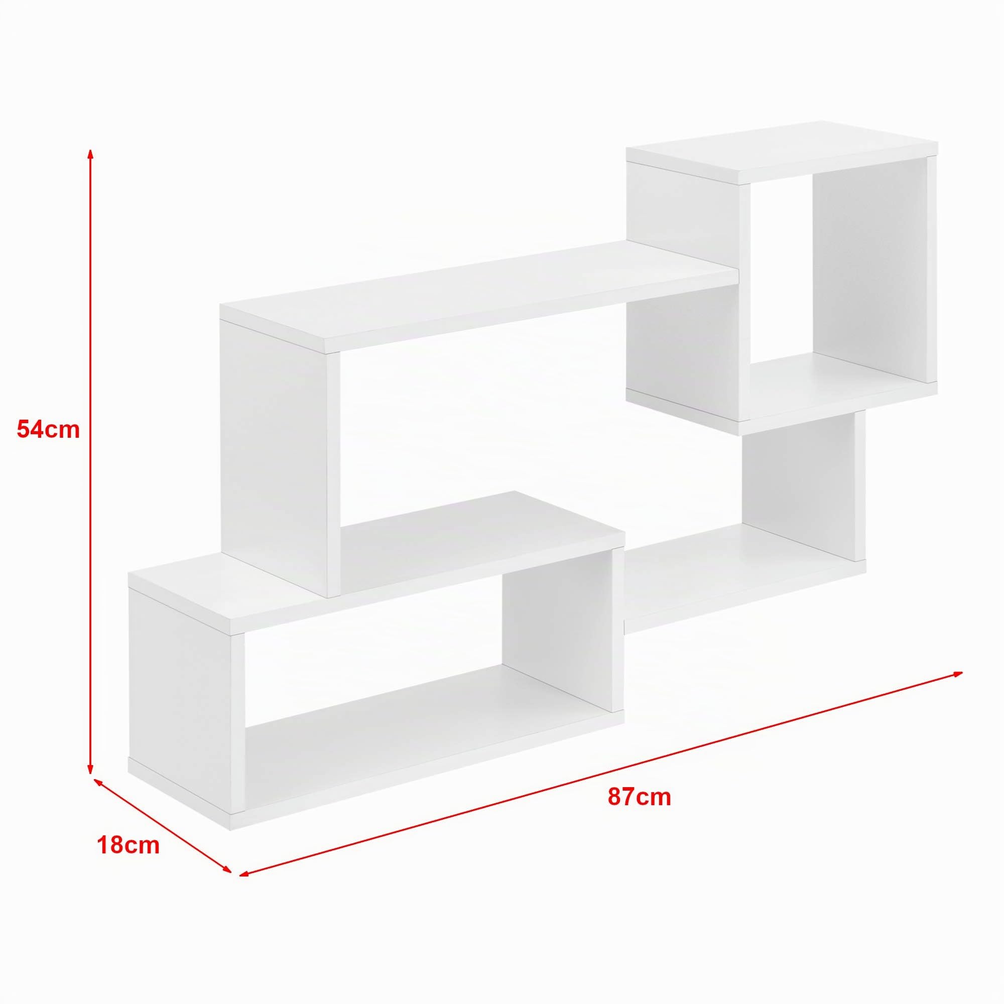 [en.casa] Estantería para Pared Kvinesdal 87 x 18 x 54 cm con 3 Compartimientos de Almacenamiento Estante Flotante Decoración de Salón o Dormitorio hasta 13 kg Blanco