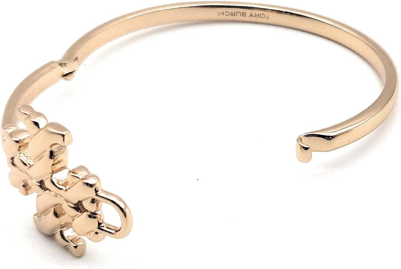 Tory Burch Women's Textured Rope Logo Hinged Cuff Bracelet
