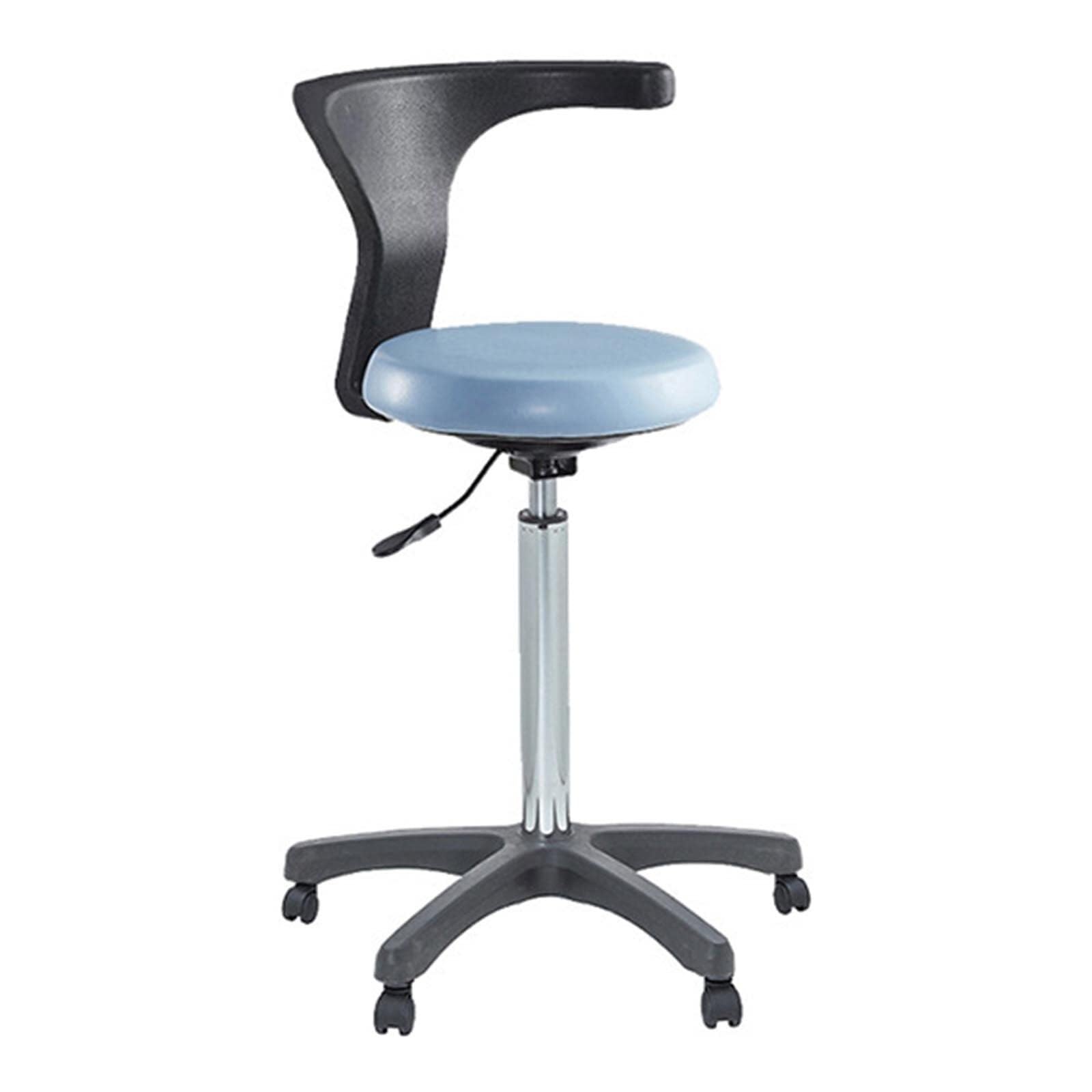 Taburete ajustable con respaldo, taburete médico dental para dentistas, reposabrazos de rotación de 360 grados, taburete auxiliar de piel sintética (B)
