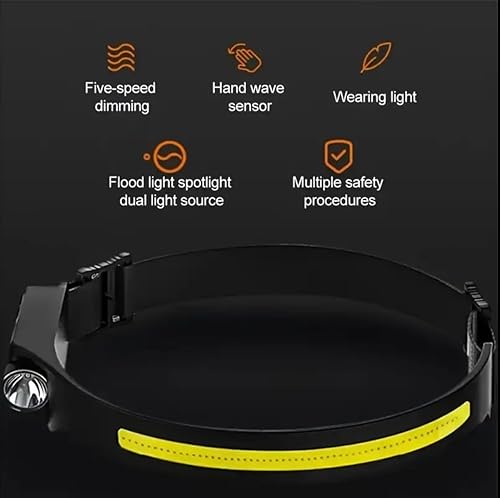 Miniatura 6 de KOZY Zone - Lámpara de cabeza recargable LED, 1000 lúmenes, 10 W, haz ancho de 270, sensor de movimiento, IPX6 impermeable, 3 modos, linterna de