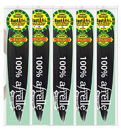 [ Pack of 5 ] RastAfri Pre-Stretched Silky Braiding Hair (#4 - Brown)