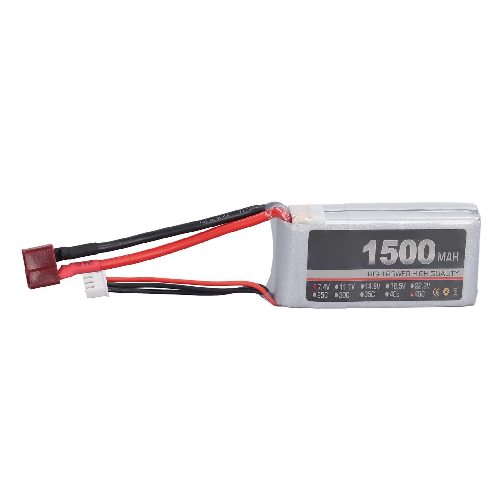7.4V 1500mAh 45C 2S LiPo Battery for RC Aircraft Models