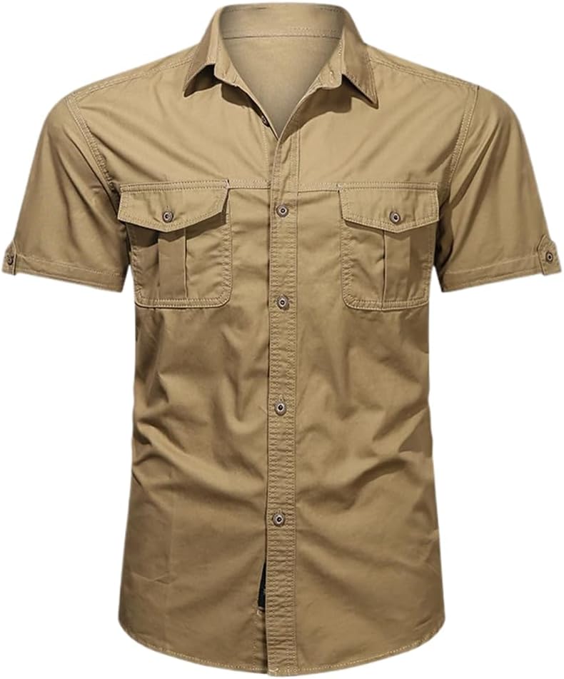 LIXINGHEITANG Cotton Men's Shirt Long Sleeve Business Casual Solid Color Slim fit Workwear Casual Business Shirt