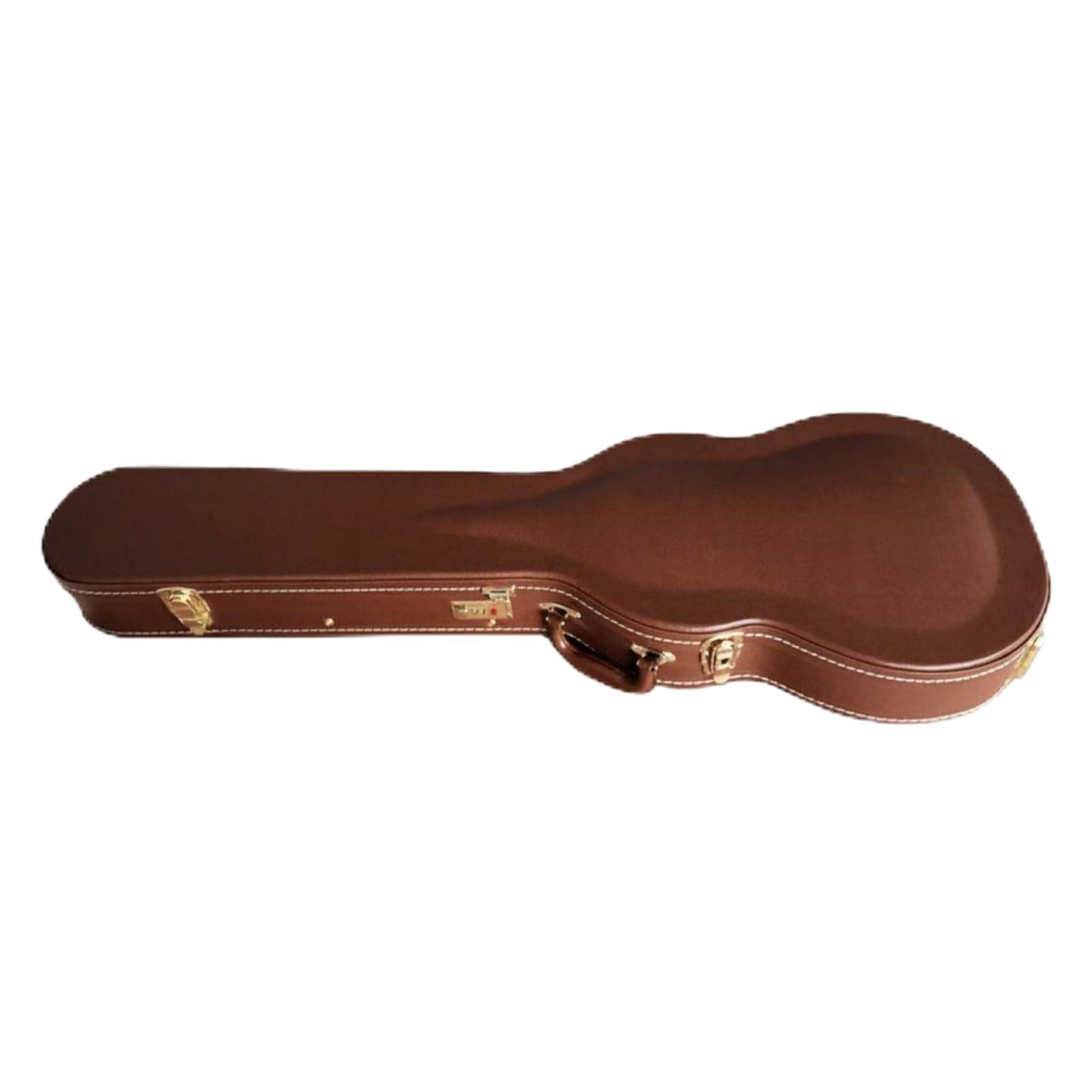 Custodia Strumentale Protettiva per, Custodia Rigida Per Chitarra Marrone Scuro Con Cuciture Bianche, Array, Marrone Scuro