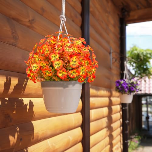 Tyiswy SSJ 10 Bundles Artificial Pansy And Eucalyptus Flowers Faux Plastic Outdoor Uv Resistant Silk Flowers thumb #1