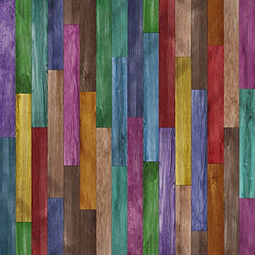 Image of DWELLSINDIA Colorful Wood Self Adhesive Wallpaper, Waterproof, Scratch Resistant, Laminated (41cm x 244cm, Multicolour2)