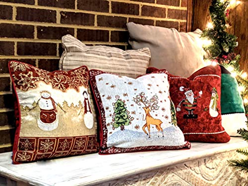 Tache Here Comes Santa Claus Antique Vintage Christmas Eve Traditional Holiday Season Red Decorative Woven Tapestry Throw Pillow Cushion Cover, 16 X 16, 1 Piece #TOP7