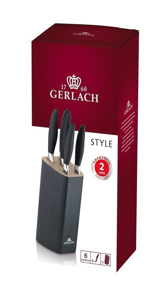 Gerlach Style Plus Juego de Cuchillos de Cocina de 5 Piezas, Acero Inoxidable, Cuchillo de Chef, para Pan, para Verduras