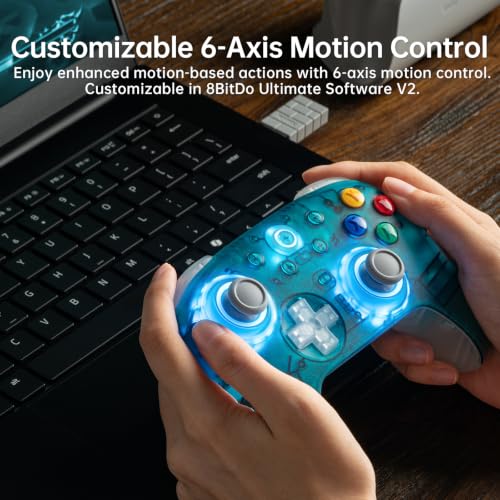Image of 8Bitdo Ultimate 2 Wireless Controller,Clear Blue-TMR Joysticks