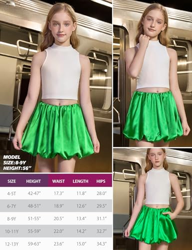 Image of Perfashion Girls Bubble Skirt Metallic Puff Balloon Cute Mini Skorts Dance Outfits with Shorts 4-13Y