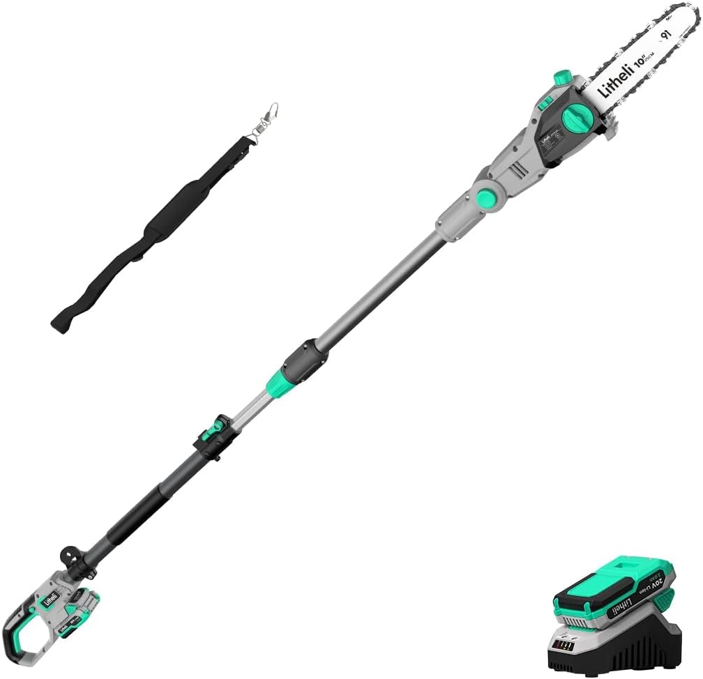 Litheli Cordless Pole Saw 10Inch, 20V BatteryPowered Pole