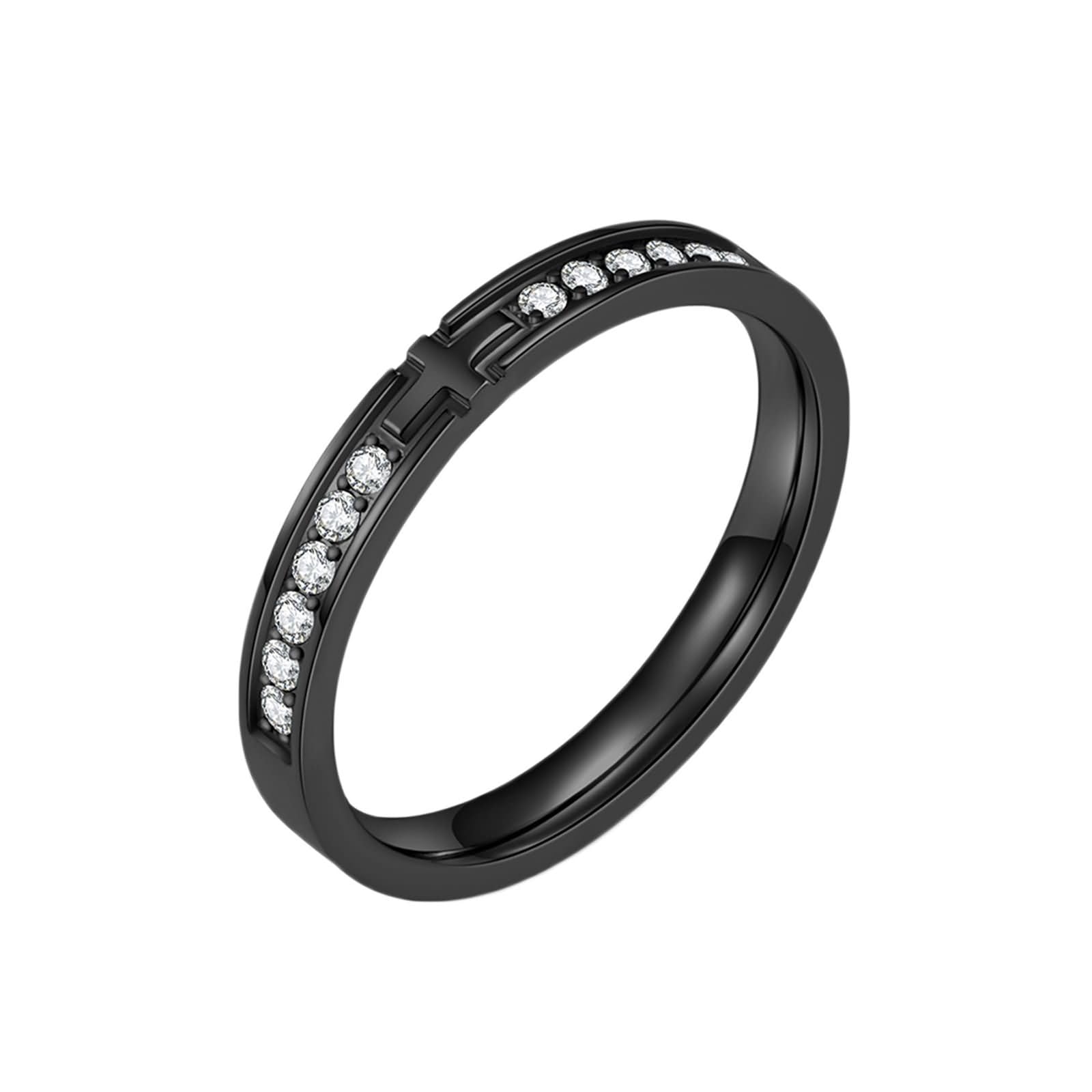 Homxi Anillo para Mujer Hombre Acero Inoxidable Grabado Personalizado,Cruz 3MM con Circonita Hombre Anillos Plata Anillos Boda Mujer Hombre