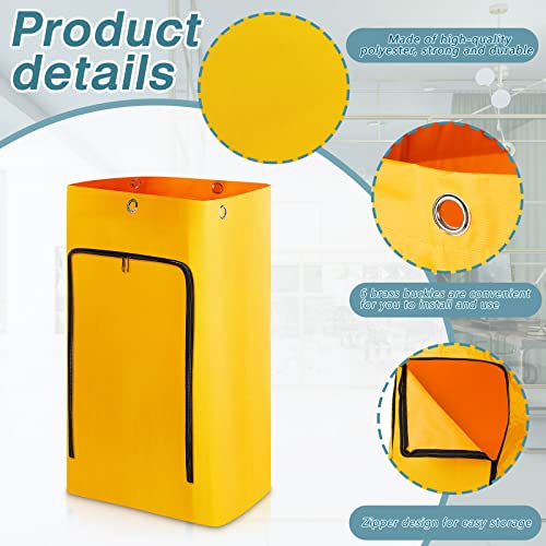 Image of Meanplan 1 Pack Cleaning Cart Bag Zippered Front Replacement Janitorial Cart Thick Bag Large Capacity Commercial Cleaning Bags for Housekeeping Carts, Yellow (26.5 x 15.5 x 10.5 Inch)