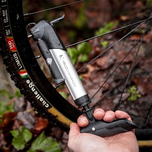 Velochampion Mini Bicycle Pump With Frame Mount. Portable Alloy Pump For Presta, Schrader And Dunlop Valves. Suitable For All Bikes - Road, Mountain & Bmx (Alloy 9) - 8