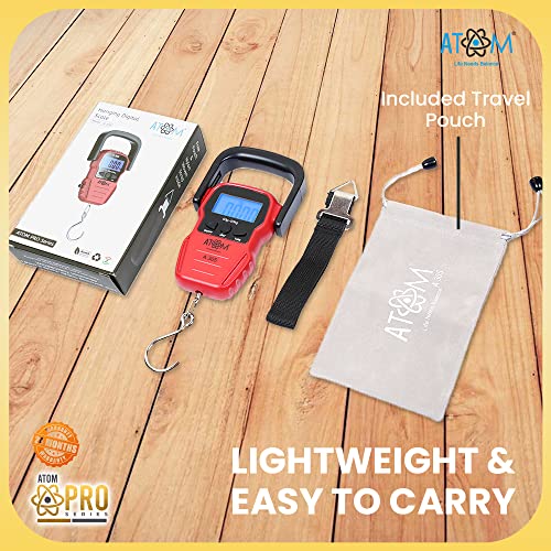 Image of ATOM Cerkel C-HS Series A305 Digital Hanging Luggage Weighing Scale, 50 kg Capacity, Stainless Steel Hook, Portable Electronic Weight Machine with LCD Display