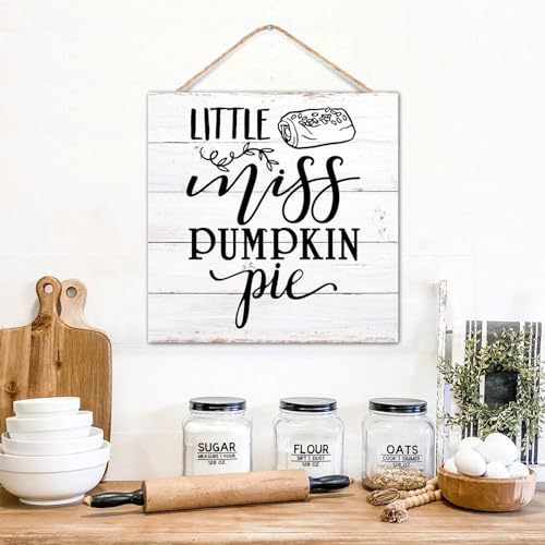 Panneau en bois inspirant Little Miss Pumpkin Pie pour decoration murale salon chalet 30x30 cm - 4