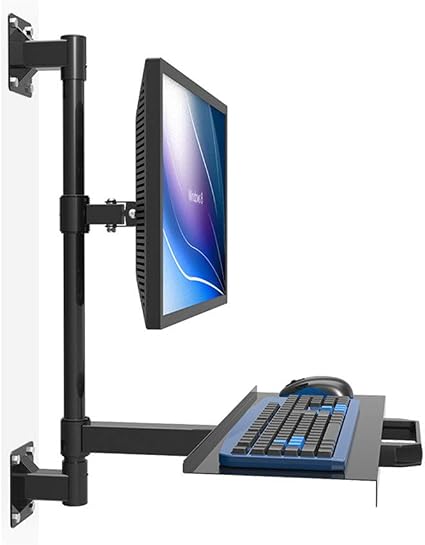 BJ-zhp Supporto da Parete per Monitor con Supporto per Tastiera E Mouse,  Staffa per Supporto