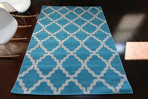 Generations Contemporary Pattern Light Blue White Modern Area Rug Rugs 2'2 X 3 Door Mat 8041 #TOP1