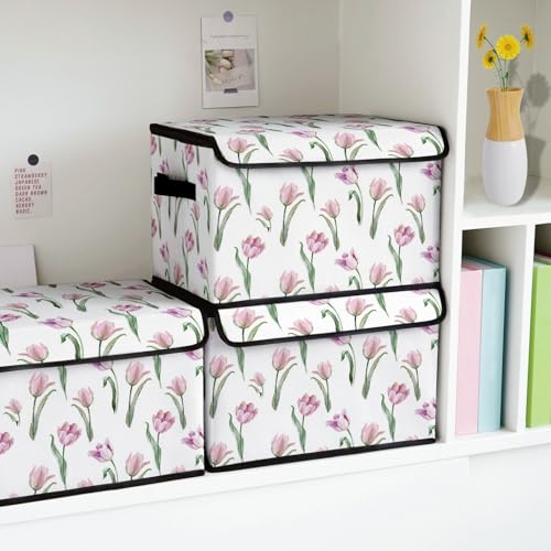 Image of Stackable Storage Bins with Lids,Closet Organizers Fabric Box for Home and Office,Blanket Clothes Organizers,Under Bed Storage Containers 3 Pack