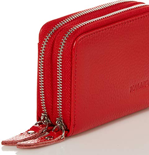 KALMOR Wallets for Women Leather Double Zipper RFID Blocking Purse with Coin Pocket4