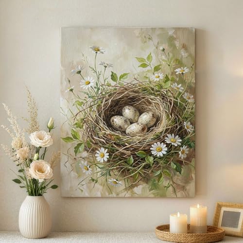 Impression sur toile florale Nid de printemps, tableau de qualité pour chambre