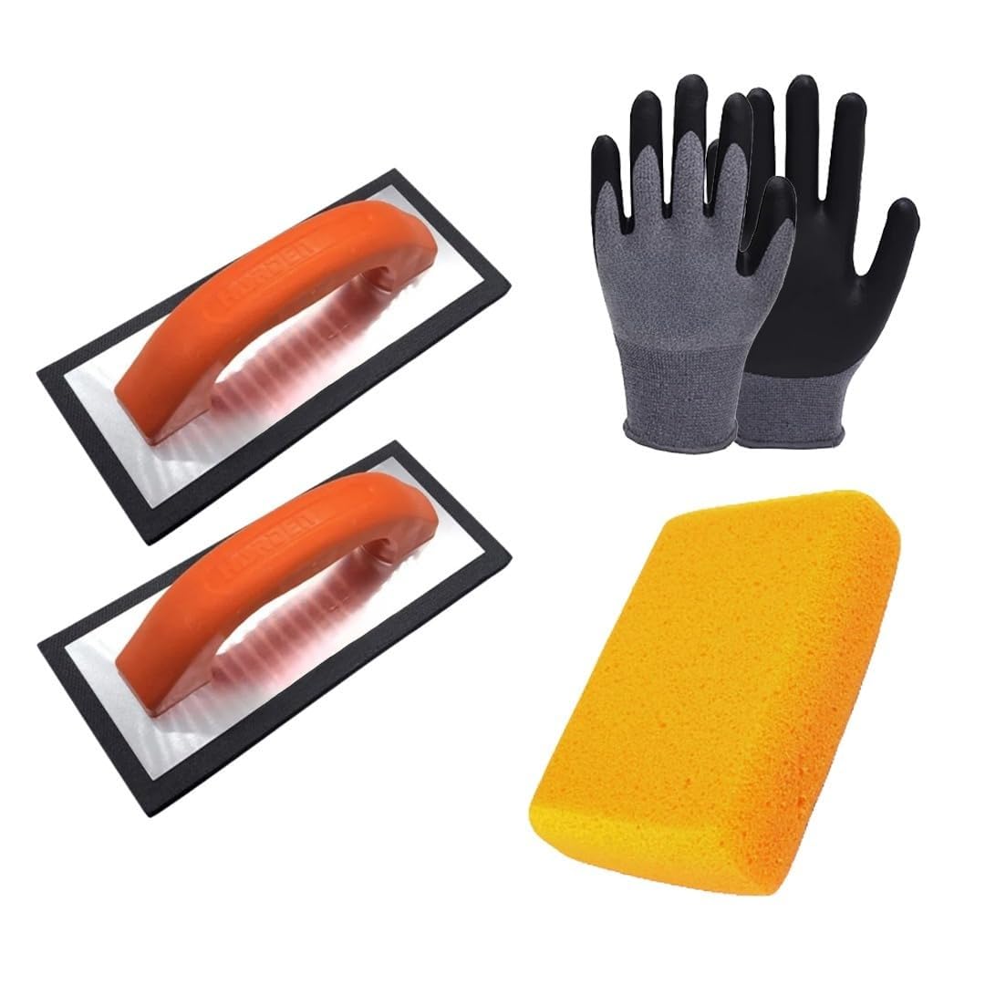 Sponsored Ad - Tile Trowel Set – 2 Pack 9x4 Grout Float with EVA Rubber Foam Pad, Aluminum Back Plate, Masonry Trowel for Tile Installation, Grouting and Flooring