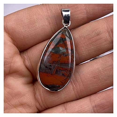 Preisvergleich Produktbild Kristall-Anhänger Neu 1 STÜCK Natürlicher Steinwassertropfen Afrikanischer Blutstein Anhänger Halskette Charms Anhänger für Schmuckherstellung DIY. Halskette Größe 18x35mm. ( Metal color : Brown )