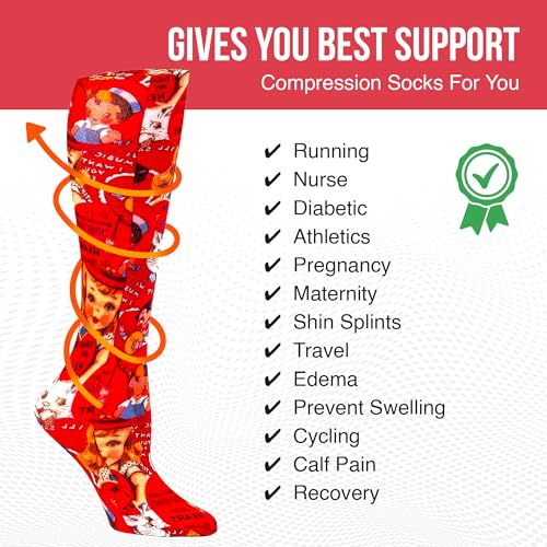Image of Celeste Stein Therapeutic Graduated Women Compression Socks, Diabetic Socks For Womens, 8-15 mmHg For Regular Calf