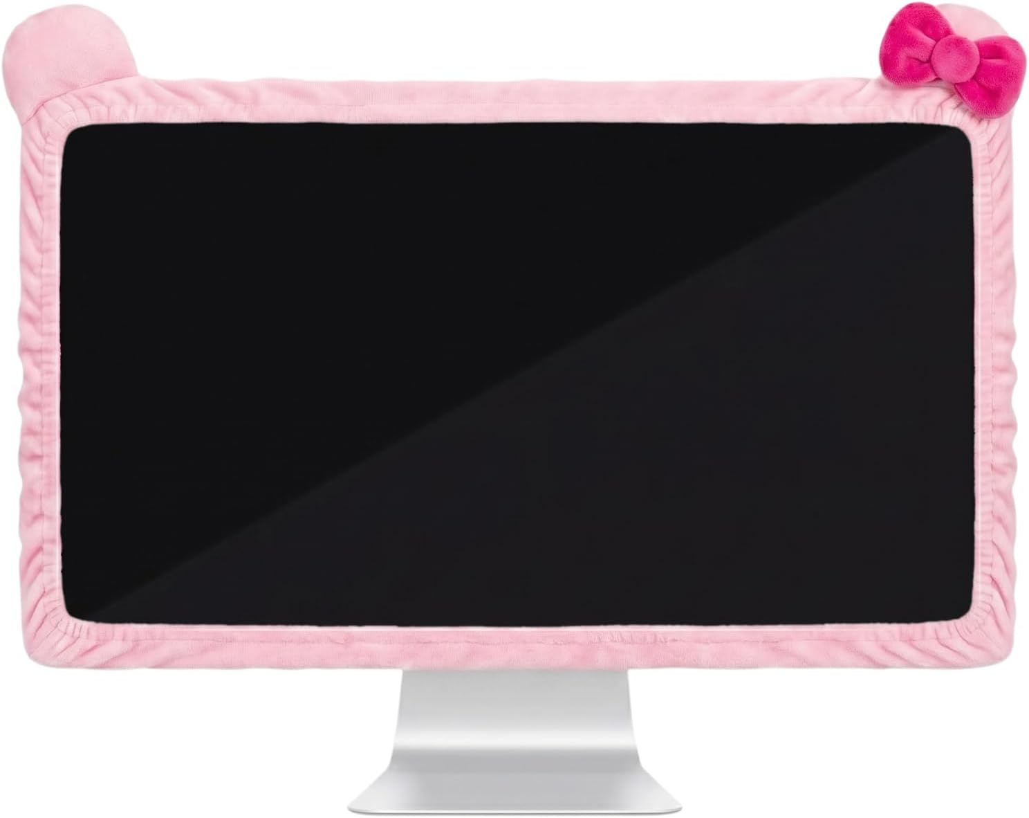 Bow Lace Monitor Dust Cover 23-26in, Computer TV Screen Protector, Pink | Cute Bow Lace Monitor Cover — Elastic Dust Proof Stretchy Protector for 23-26 Inch Computer TV Screens, Kawaii Desk Decor
