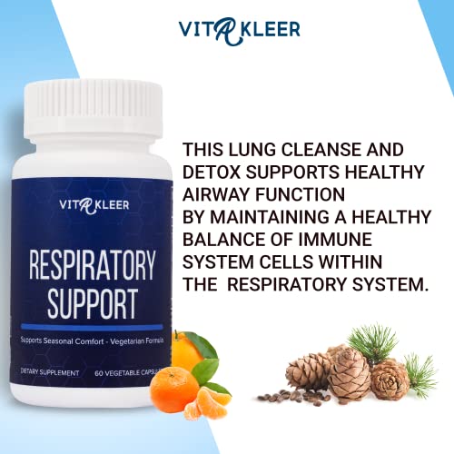 Vita Kleer Respiratory Support Supplements With Quercetin, Vitamin C, And Cordyceps | Support Healthy Lungs, Seasonal Comfort And Mucous Membranes | Promotes Clear Airways | Non-Gmo | 60 Capsules #TOP6