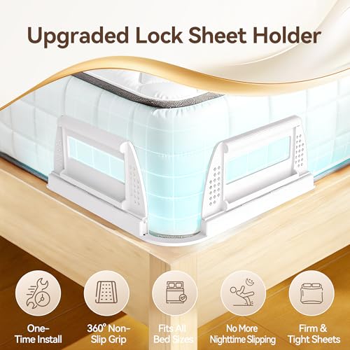 Bed Sheet Holders for Corners and Sides, 4Pcs Heavy Duty Sheet Straps & Grippers, Mattress Sheet Holder Keep Sheets Tight All Night, Universal Fit for Fitted Sheets, Queen King Twin RV - image 3