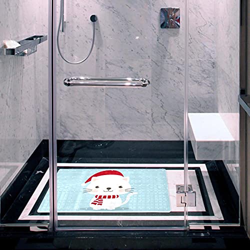 Tapis de bain bleu rectangulaire 71x40 cm avec ventouses de sécurité pour baignoire - 7