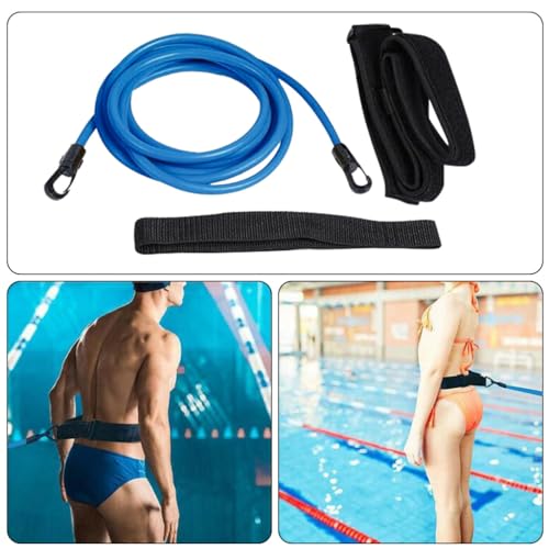 Image of Proberos Swimming Training Swim Belts, Swimming Resistant Belts Waist Belt with 13ft Long Swim Resistance Cord Swim Tether Stationary Swimming Belt for Advanced Swim Training Sessions