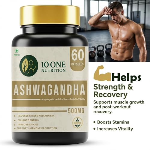 Image of Ashwagandha Gold 500mg - (180 Capsule) | Natural Stress Relief, Improves Strength & Energy | Supports Muscle Mass, Boost Immunity & General Wellness | Ayush Approved | For Men & Women