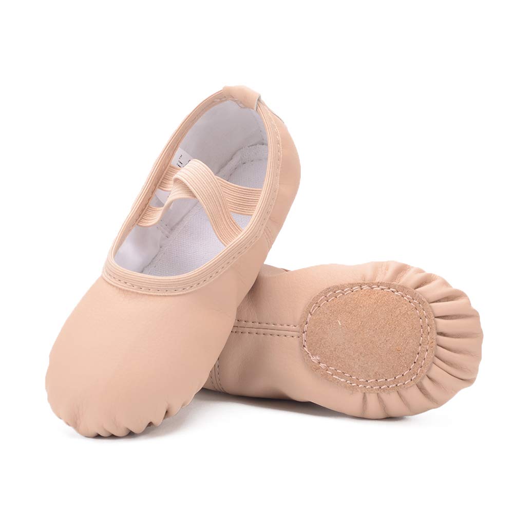 RUQIJI Leather Ballet Shoes for Girls/Toddlers/Kids/Women, Full Sole Leather Ballet Slippers/Dance Shoes