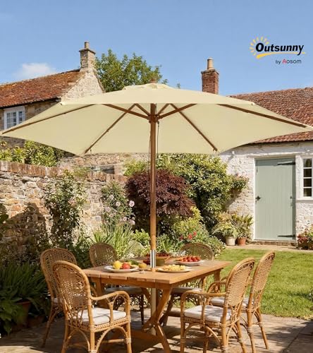 Grande taille de jardin parasol Outsunny d'exception en bambou