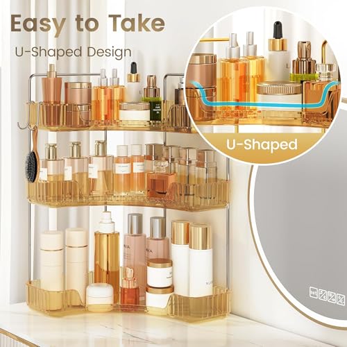 Image of 3 Tiers Bathroom Corner Organizer (Gold, 3-Tier)