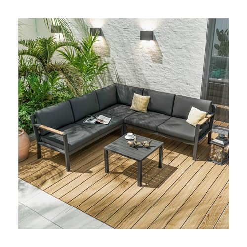 5 Seater Aluminium Corner Garden Furniture Sets- Design Garden Sofa Set with Aluminium Coffee Table...