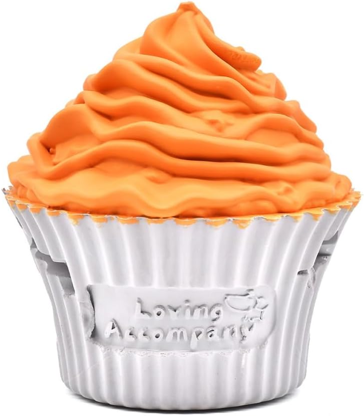 WAGGING MASTER Dog Toys - Durable Cupcake Dog Chew Toy for Dogs, Perfect for Large Dogs - Fun and Engaging Dog Toy | Natural Rubber Chew Toy for Aggressive Chewers (Large, Orange)