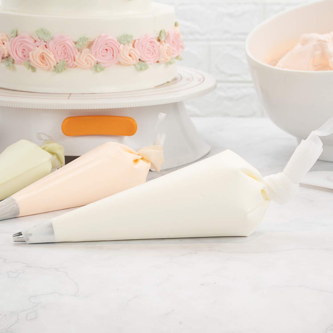 Wanmu 4-Piece Reusable Pastry Piping Bags - 16 Inch Canvas Frosting Bags For Cake Decorating