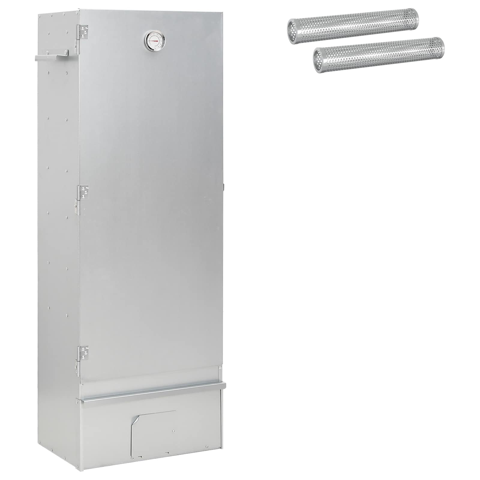 Forno affumicatore, 3 pezzi, 44,5 x 29 x 110 cm, in acciaio zincato, argento | Per uso esterno, componenti in acciaio inox, facile da usare, design moderno, resistente alle intemperie