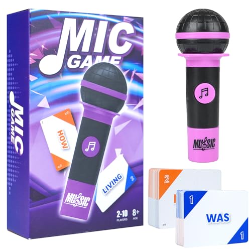 Aigomc Mic misheard Music Trivia Card Game, Grab Karaoke Party Game for 2-10 Players, Music Card with 250 Lyrics (125 Cards) for Hilarious Nights Adult Christmas & Birthday Gifts
