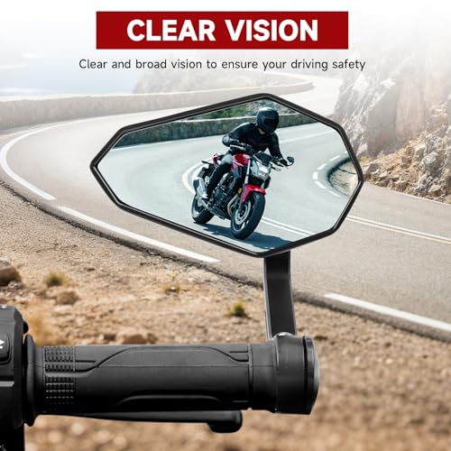Image of DREAMIZER Motorcycle Bar End Mirrors Universal Rear View Mirrors for Motorcycles 7 /8 inch Handlebars, Compatible with Honda Grom, Yamaha, Kawasaki, Ducati, Suzuki