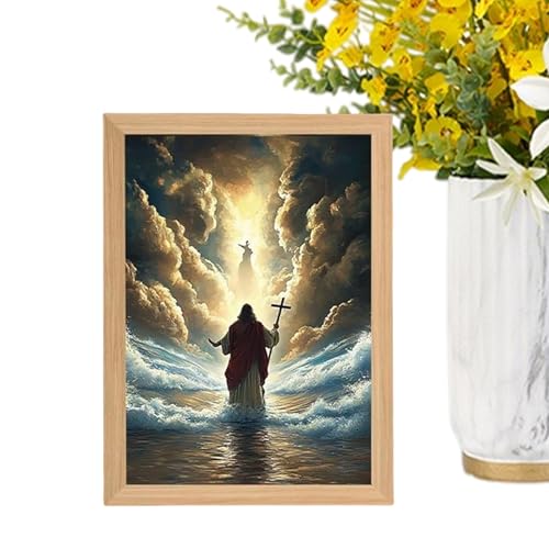 Peinture décorative Jésus et lampe 4D le cadeau idéal de Pâques