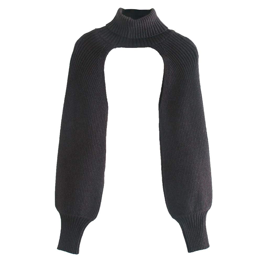 Elegtiskas Long Puff Sleeve Arm Warm Shrugs Backless Pullover Crop Top