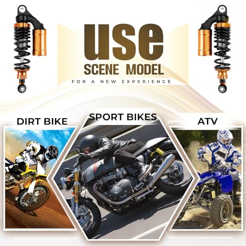 Image of SEINECA Universal 280mm 11 Inch Motorcycle Rear Shock Absorbers Suspension 2PCS Compatible with Honda Yamaha Suzuki Kawasaki ATV Go Kart Quad Dirt Bikes(Black & Dark Orange Gold)