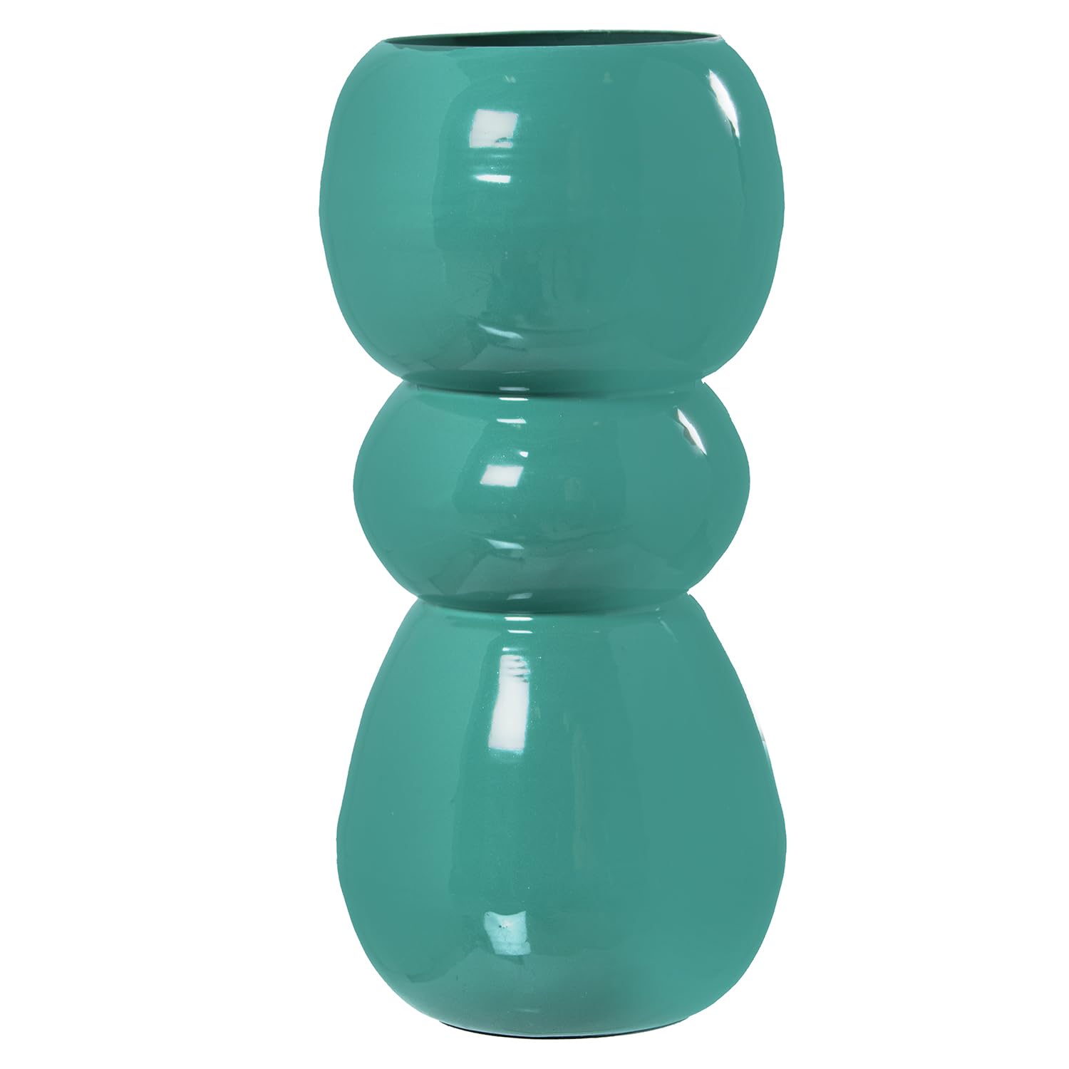 Vase en métal émaillé vert 14x27cm pour décoration de table