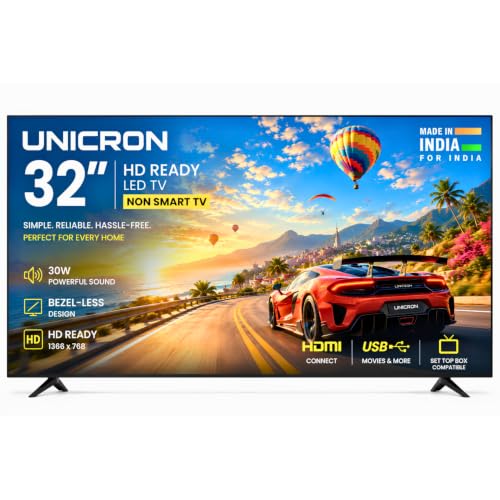 UNICRON 32 Inch Non SMART TV, HD Ready LED Television for Home, G...