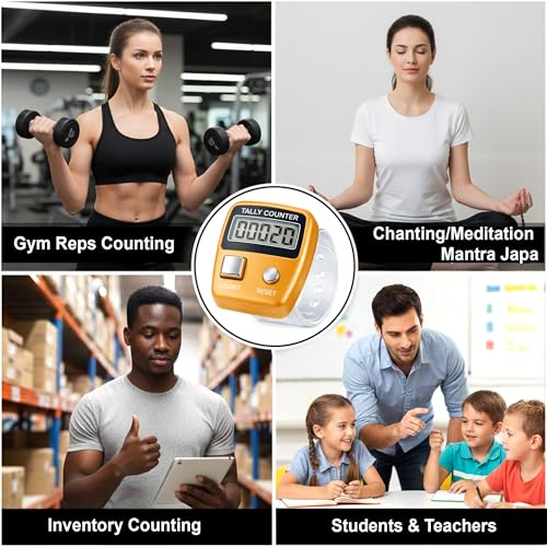 Image of GLUN Pack of 2 Finger Student Present Counting Device, 5-Digit Counting LCD Display, Ring Electronic Digital Finger Counter for Children Counter & Various Counting Use (Random Colour)
